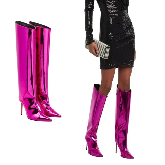 ALEXANDRE VAUTHIER TALL METALLIC BOOTS IN PINK SIZE IT41 - Picture 2 of 9